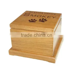 Cheap Wooden Creamation Urn With Paw Print for Pet Ashes thumbnail-1