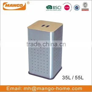 Square MDF Lid Stainless Steel Laundry Basket thumbnail-1
