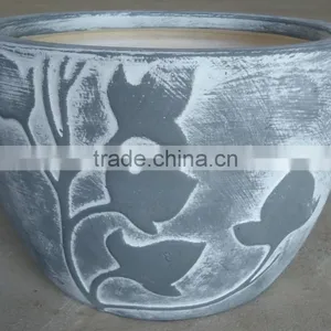 Indoor Wash Vase - Indoor Pottery With Round Rim and Pattern Outside thumbnail-1