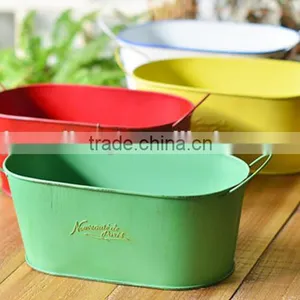 2016 Oval Metal Plant Pots Wholesale Galvanized Metal Planters Flower Pots thumbnail-1