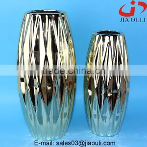 High Quality Home Decor Silver Plate Ceramic Vase, Plating Vase thumbnail-1