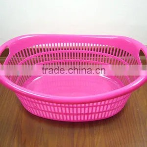 Oval Plastic Laundry Basket Hamper thumbnail-1