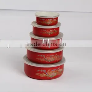 3PCS 5pcs Enamel Storage Bowl Mixing Bowl Salad Bowl Food Container thumbnail-1