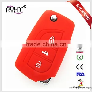 3 Buttons Folding Car Key Case Silicone Flip Car Key Cover for Toyota Corolla Crown RAV4 thumbnail-3