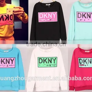 6 Colors Fluorescence Letter Print Hoodies Women Loose Sweatshirts Tracksuits thumbnail-1