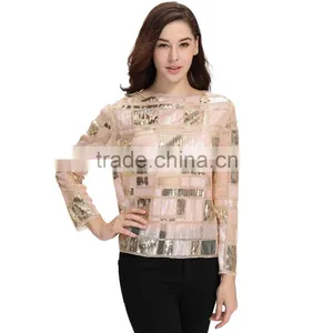 Sequin Gold 2017 Latest Fashion Design Top For Woman thumbnail-2