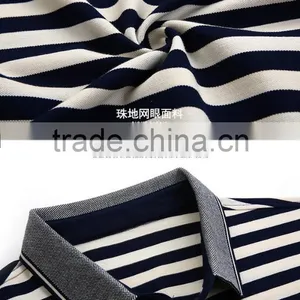 Latest Design Short Sleeve Striped t Shirt Men Polo Shirt Cotton Fabric Yarn Dyed thumbnail-6