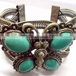 2015 Hot Selling Butterfly Design Fancy Cuff Bracelet With Semi Precious Stones thumbnail-1