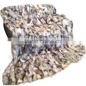 CX-D-85 Patchwork Blanket/Real Fox Fur Blanket/Throw Blankets thumbnail-1