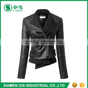 Fashion Design Women Black Leather Jacket for Sale thumbnail-1