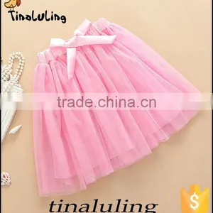 Baby Light Pink Girls Fancy Tutu Skirts Children Long Puffy Skirts With Bow on Waist thumbnail-1