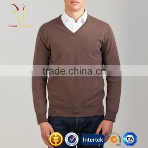 V Neck Luxury Men Pure Cashmere Sweaters, Autumn Knitwear thumbnail-2