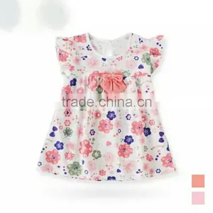 Wholesale Children Frocks Designs Sleeveless Flower Baby Girls Dress With Bowknot thumbnail-1