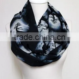 Tree of Life Infinity Scarf, Moon Scarf, Loop Scarf Circle Scarf Gift Ideas for Her, Spring - Summer - Fall - Winter Session thumbnail-4