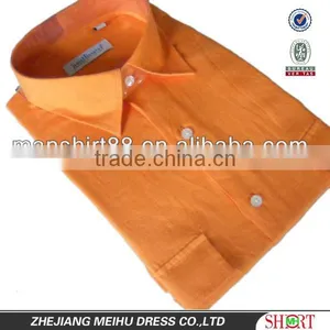 2016 Men's Organge Linen Shirt With Two Chest Pockets thumbnail-1