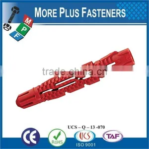 Made in Taiwan Colored Universal Long Conical Ribbed Plastic Anchor and Wall Plugs thumbnail-2