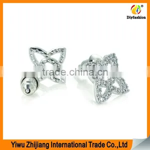 2017 New Fashion Inlay Zircon Platinum Plating Four-pointed Star Earrings thumbnail-3
