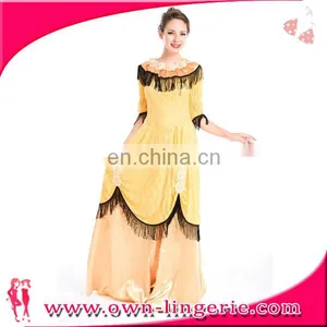 Medieval Renaissance Woman Queen Halloween Costume Yellow thumbnail-5