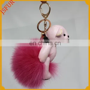 Stylish Bag Accessory With Fox Fur Pom Pom Doll Keychain thumbnail-1