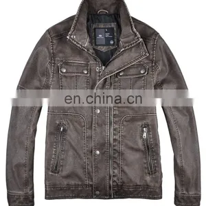 2015 Lastest Fashion Mens Hot Selling Garment Dye Leather Jacket thumbnail-1