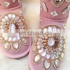 Aidocrystal Pink Warm Snow Boots Children Adult Fur Winter Girls Snow Boots With Rhinestone thumbnail-5