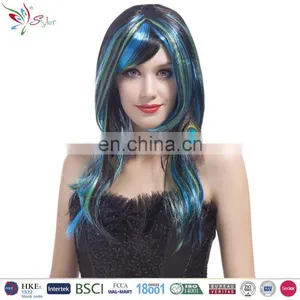 Women Halloween Party Synthetic Hair Wig Fantastic Peacock Green Ombre Wig thumbnail-1
