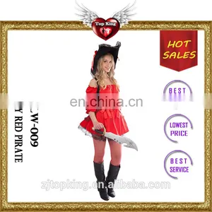 Cosplay Party Adults Fancy Carnival Costumes Halloween Sexy Red Pirate Costumes for Teens thumbnail-1