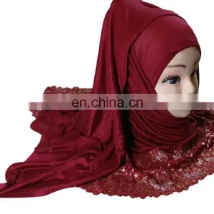 2-Way Style Maroon Color Designer Stoles 2017 / Womens Party Wear Scarf 2017 / Ladies Casual Wear Hijab Scarves (scarves Scarf) thumbnail-6