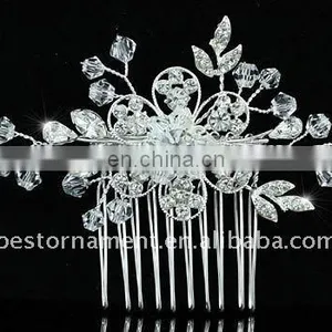Bridal Wedding Handmade Flower Crystal Hair Comb thumbnail-1