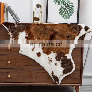 Cheap 100% Polyester Standard Size Cow Hide Shaggy Living Room Floor Rugs Carpet Mat thumbnail-3