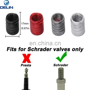 Schrader Valve Universal Colorful Car Auto Aluminum Alloy Anodize Knurled Wheel Tire Valve Caps Dust Covers thumbnail-4