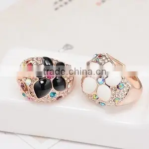 Shinning Brass Micro Pave Gold Flower Engagement Rings Jewelry Anillo Para Mujer Esposa Muchachas Chicas thumbnail-5