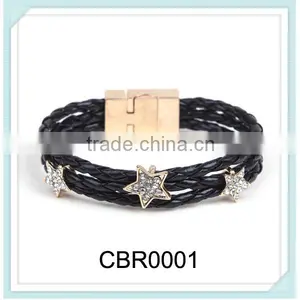 Teen PU Leather Plait Bracelet With Star Diamond thumbnail-1
