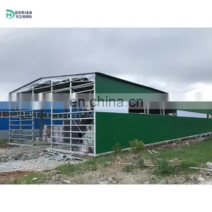 Semi-closed Heavy Duty Steel Structure Prefabricated Building Kits Storage Shed Warehouse Workshop thumbnail-1
