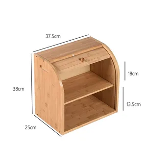 Bamboo Made Bread Box Food Home/Store Storage Box thumbnail-3