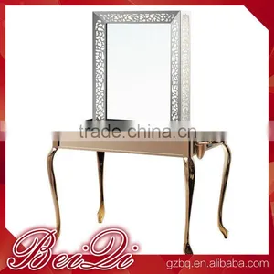 Beiqi Stainless Steel Engraving Mirror Station With Led Light Makeup Mirror Salon Furniture thumbnail-1