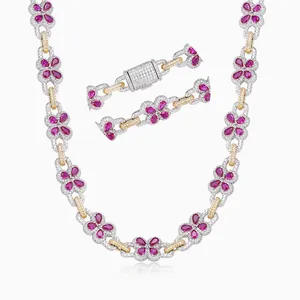 Shining Star Jewelry Elegant Luxury 925 Silver Pear Cut Ruby Butterfly Necklace thumbnail-2