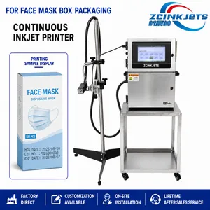 CIJ Inkjet Printer for Face Mask Boxes Expiry Date Batch Number Lot Code High Speed Medical Carton Packaging Line Coding thumbnail-1