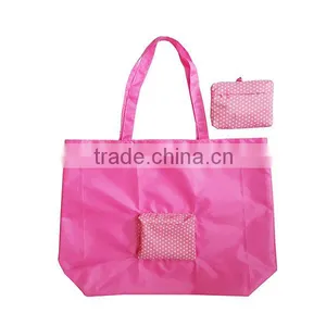 Pink Foldable / Folding Shopping Bag With Dot Printing thumbnail-2