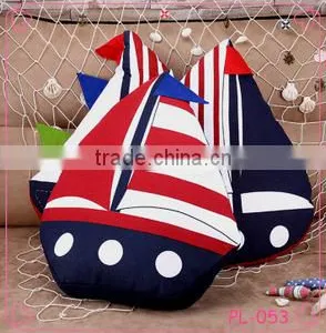 Latest Design Fancy Sailing Boat Cotton Fabric Cushion Handicraft Particular Pillow Made in China thumbnail-1