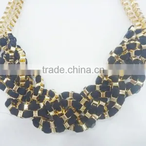 FACHION BRAIDED CHUNKY NECKLACE EARRING SET thumbnail-2