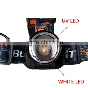 XML-T6 UV Light And White Light Dual Headlamp 5W Dual Light Source Headlamp thumbnail-2