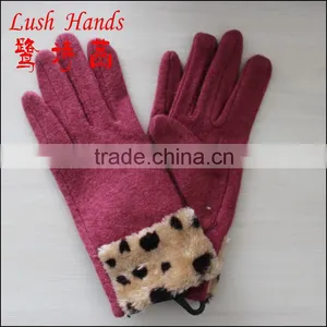 Fashion Ladies and Womens Woolen Gloves With Fake Fur Cuff thumbnail-1