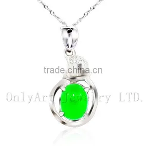 High Quality Special Design Jade Inlaid Sterling Silver Pendant thumbnail-2