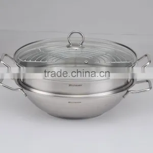 [LFGB] Stainless Steel Chinese Wok With Steamer and Rack thumbnail-1