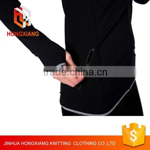 Hongxiang Multicolor Custom Women Black Seamless Sports Coat Slim Yoga Sweatshirts With Hooded thumbnail-3