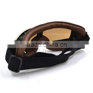 BJ-GT-011 Top Quality Adult Custom Coffee Leather Safety Spectacles Motocross Goggles thumbnail-3