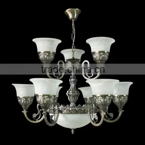Traditional Handmade Flower Glass Ball and Metal Chandelier Lighting thumbnail-6