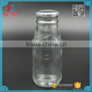 Glass Milk Beverage Drinking Bottle With Screw Top Lid 350ml thumbnail-6