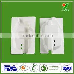 Eco Friendly Sugar Cane Fiber OEM/ODM Disposable Paper Pulp Tray White Color thumbnail-5